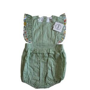 Van Luke Green Gingham Romper